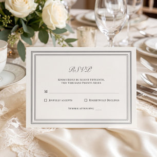 Convite de Resposta de Casamento em Moldura Ecru F