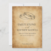 Convite de Resposta de Casamento em Pergaminho Ant