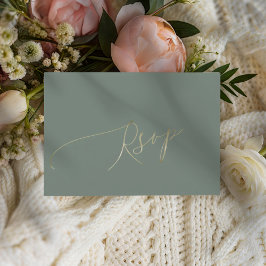 Convite de Resposta de Casamento em Verde Sálvia E