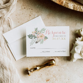 Convite de Resposta de Casamento Floral Bege