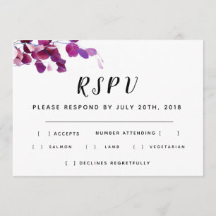 Convite de Resposta de Casamento Floral Violeta