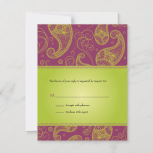 Convite de Resposta de Casamento Paisley Dreams