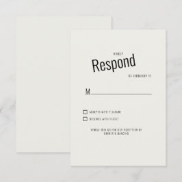 Convite de Resposta de Casamento Preto Moderno Cre