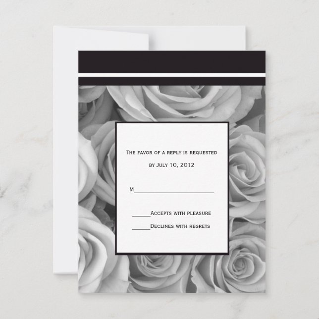 Convite de Resposta de Casamento Rosa (Frente)