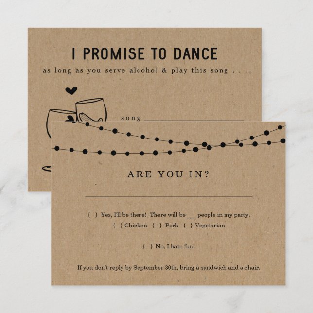 Convite de Resposta de Convite Divertido com Pedid (Frente/Verso)