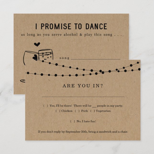 Convite de Resposta de Inserção Engraçado com Pedi (Frente/Verso)