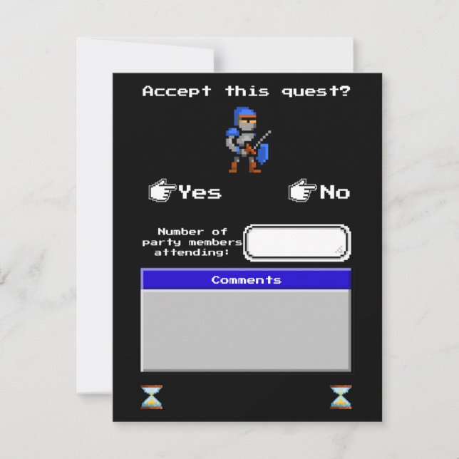 Convite de Resposta de Jogo de Vídeo Arcade Retro (Frente)