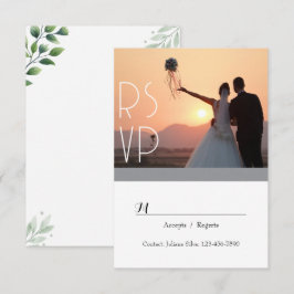 Convite de Resposta Elegante com Folhagem em Scrip