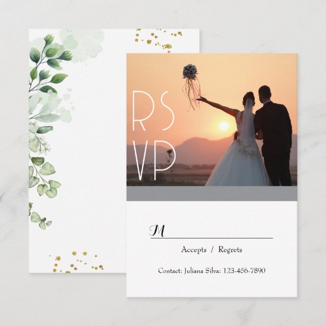 Convite de Resposta Elegante com Rotulo de Verdura (Frente/Verso)