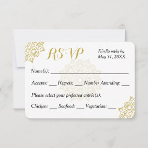 Convite de Resposta para Casamento Mandala Dourada