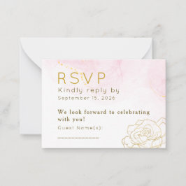 Convite de Resposta Personalizado Rosa Dourado Flo