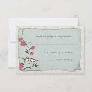 Convite de Resposta RSVP de Chapim de Flor de Cere