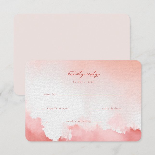 Convite de Resposta Sonho Cor-de-Rosa Aquarela (Frente/Verso)