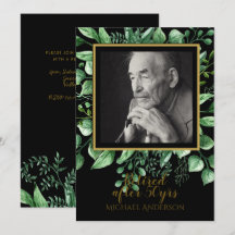 Convite de Retirada FOTO Folhas Douradas Pretas