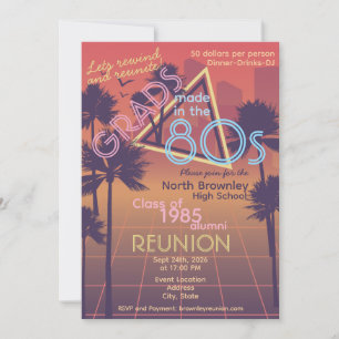 Convite de Reunião de Turma Retro Neon Colorido