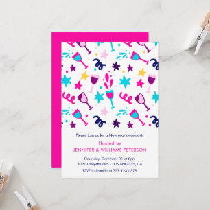 Convite de Réveillon Drinks Coquetel Rosa