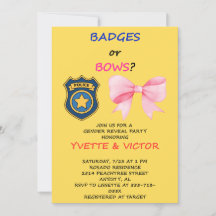 Convite de Revelação de Gênero Badges ou Bows