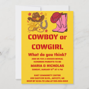 Convite de Revelação de Gênero Cowboy ou Cowgirl