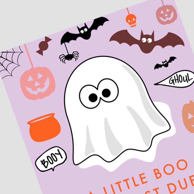 Convite de revelação de gênero de Halloween Fantas (Halloween-Gender-reveal-invitation-Ghost-Purple-1)