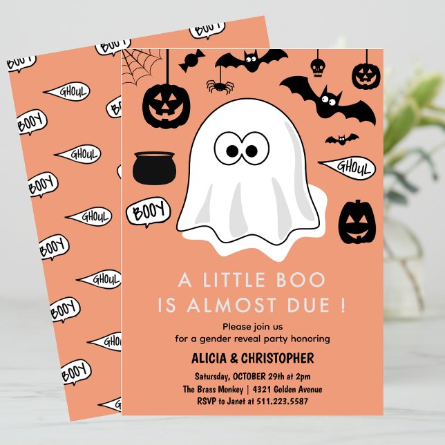 Convite de revelação de gênero de Halloween Fantas (Halloween-Gender-reveal-invitation-Ghost-1)