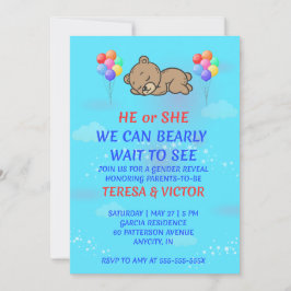 Convite de Revelação de Gênero do Ursinho de Pelúc