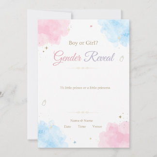 Convite de Revelação de Gênero em Aquarela | Rosa