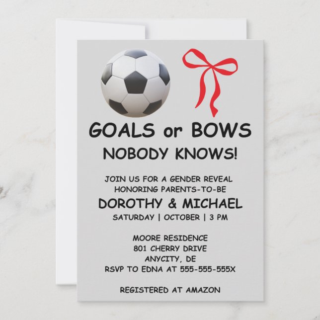 Convite de Revelação de Gênero Goals ou Bows (Frente)