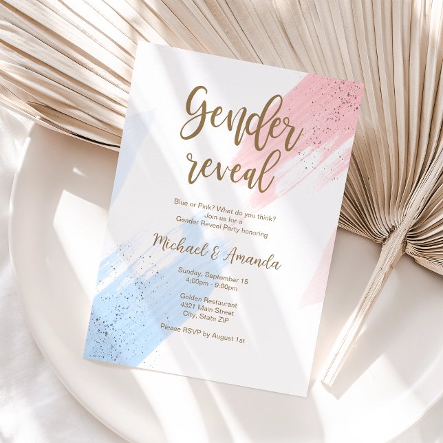 Convite de Revelação de Gênero Minimalista Moderno (Gender Reveal Party Invitation)