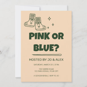 Convite de Revelação de Gênero Rosa ou Azul Retro