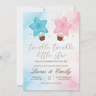 Convite de Revelação de Gênero Twinkle Little Star