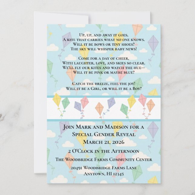 Convite de Revelação de Gênero Voando Alto (Frente)