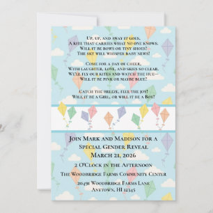 Convite de Revelação de Gênero Voando Alto
