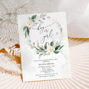 Convite de revelação de gênero Watercolor Greenery