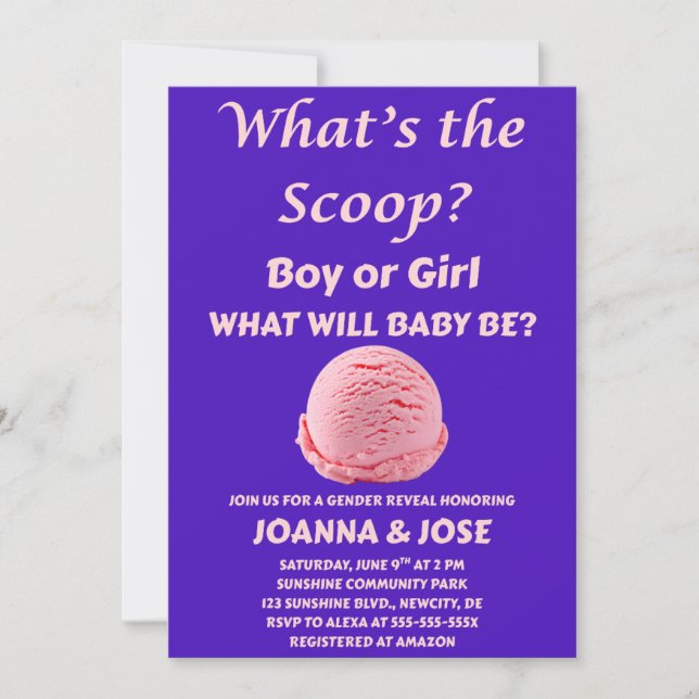 Convite de Revelação de Gênero What's the Scoop (Frente)