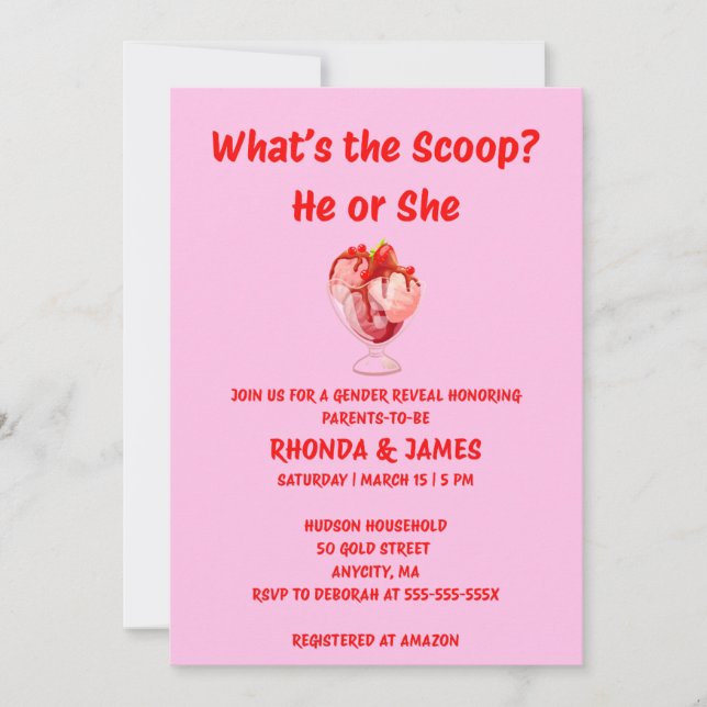 Convite de Revelação de Gênero What's the Scoop (Frente)