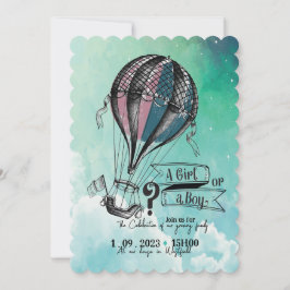 CONVITE DE REVELAÇÃO DO GÊNERO DE BALÃO DE AR QUEN