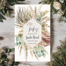 Convite de Revelação do Sexo Boho Pampas Grass