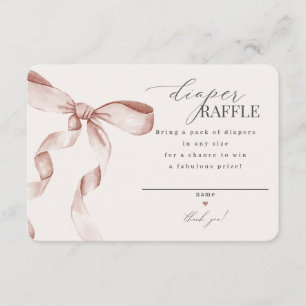 Convite de rifa de fralda com laço coquete bege