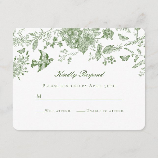 Convite de rifa de fralda floral verde Toile (Frente)