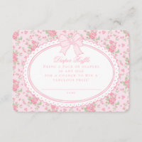 Convite de rifa de fralda floral vintage rosa inse