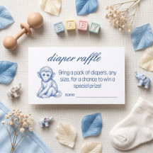 Convite de Rifas de Fraldas Safari Baby Blue para