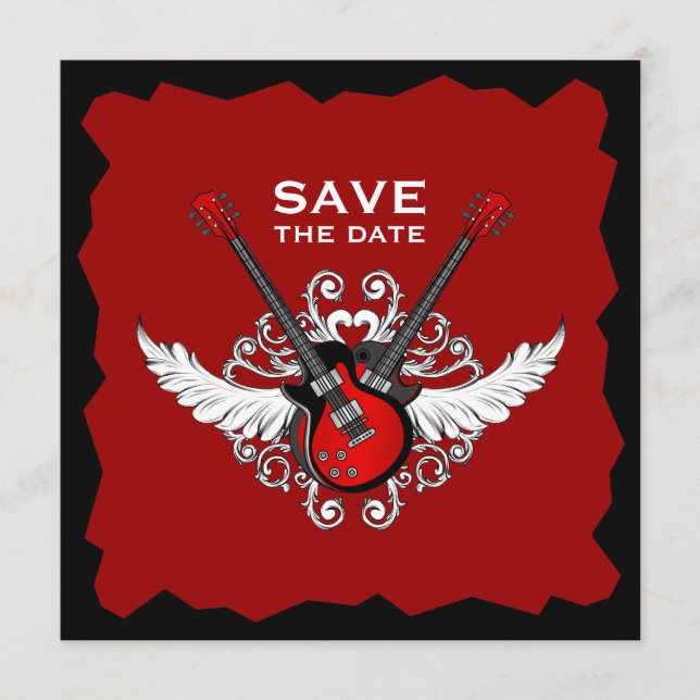 Convite de Rock 'n' Roll para Salvar a Data (Frente)