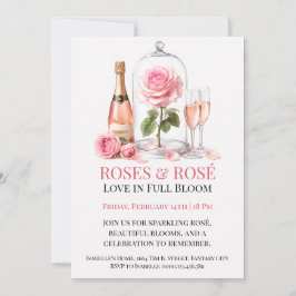 Convite de Rosas e Rosé Elegante Jardim de Champan