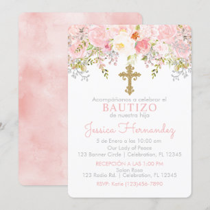 Convite de Rosas para Bautizo de niña