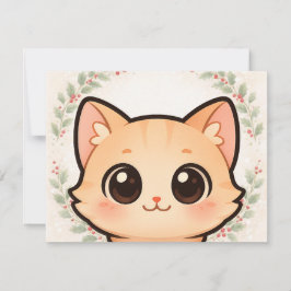 Convite de Rosto de Gato Kawaii Fofo