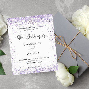 Convite de roteiro de violeta de casamento