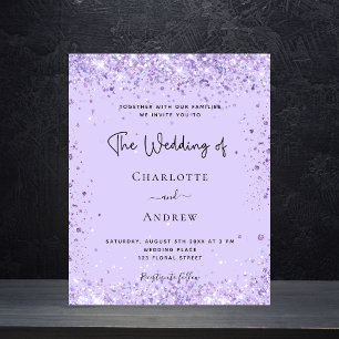 Convite de roteiro de violeta de casamento