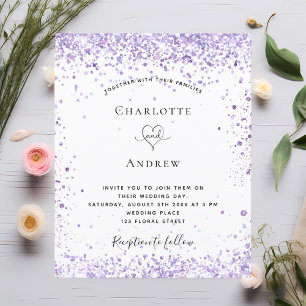 Convite de roteiro de violeta de casamento