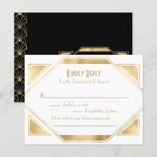 Convite de RSVP Art Deco elegante do Grande Gatsby