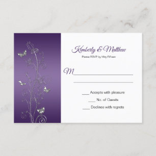 Convite de RSVP com Gradiente Roxo e Borboletas Pr